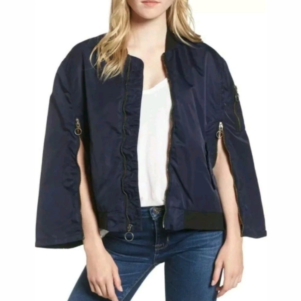 Hudson Foxtrot Cape  Zip Bomber Jacket Navy M